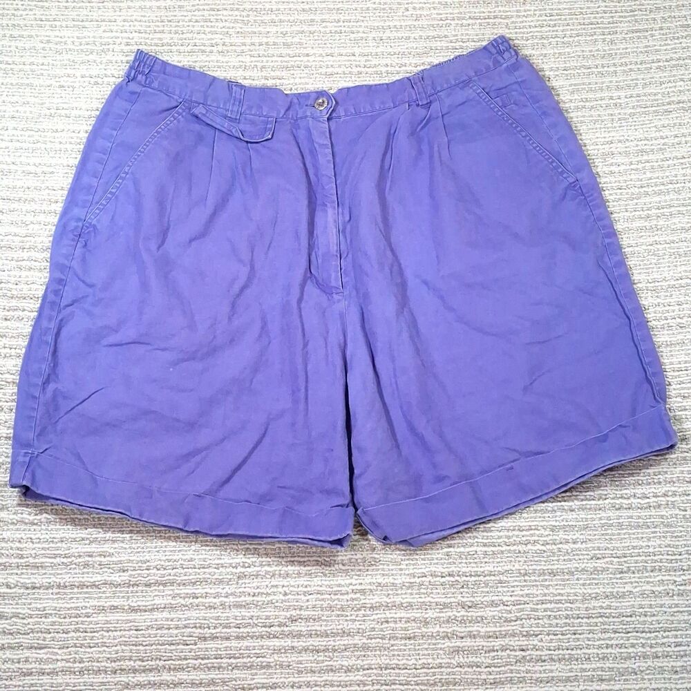 ​Fashion Bug Womens Shorts 18/20W Purple Ramie Cotton Blend Casual Elastic Waist